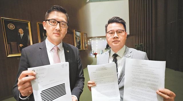 林卓廷（左）及尹兆堅（右）促律政司交代不查UGL案理據。