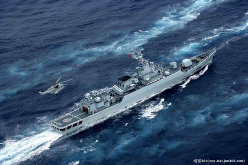 資料圖：中國海軍053H3江衛II型護衛艦。日本海上自衛隊對通過宮古海峽的中國艦隊的監控是例行任務。
